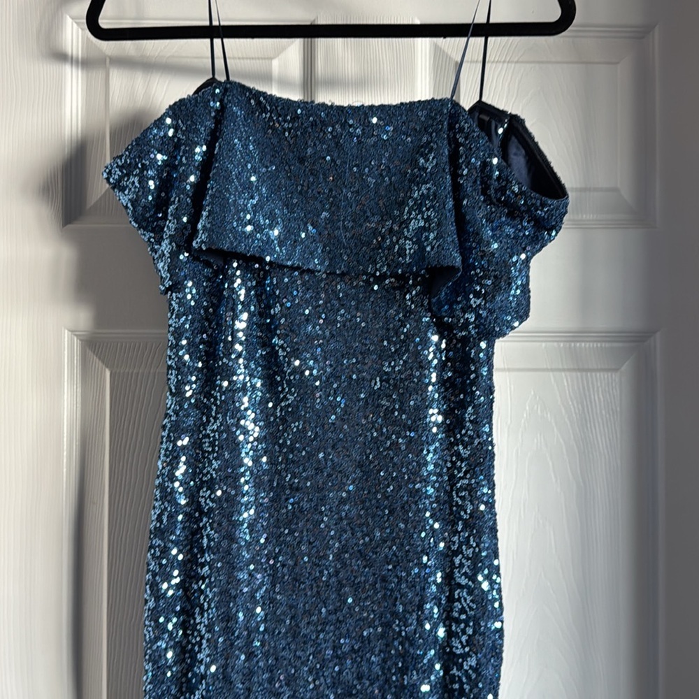 Yvonne Off Shoulder Sequin Gown | Blue - Baltic Born Never Worn size Medium - Picture 8 of 11